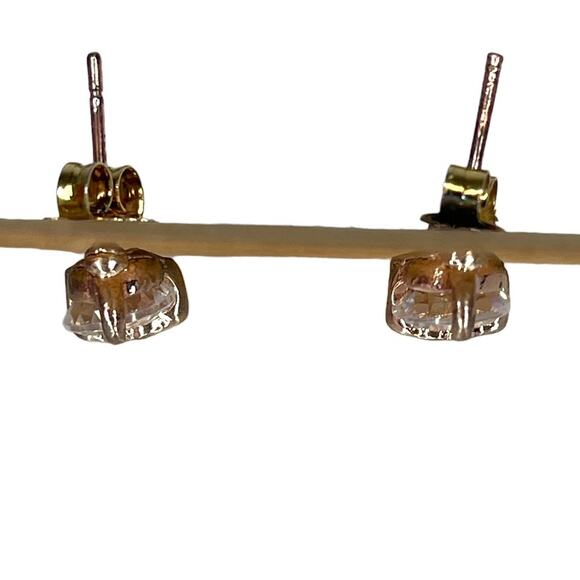 Skull Heart Eye Stud Earrings Rose Gold Tone with CZ/ Crystal Type Faux Diamond - Picture 3 of 9